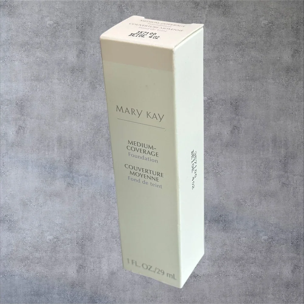 Mary Kay Medium Coverage Foundation BEIGE 402 Pink Cap 357100 New In Box 1oz.NOS